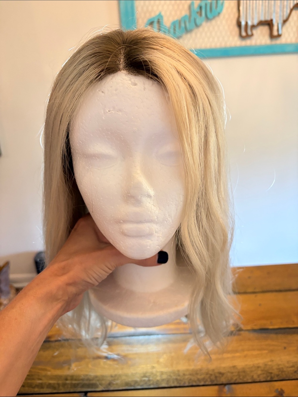 Light Blonde Women's Synthetic Wig with Natural Root